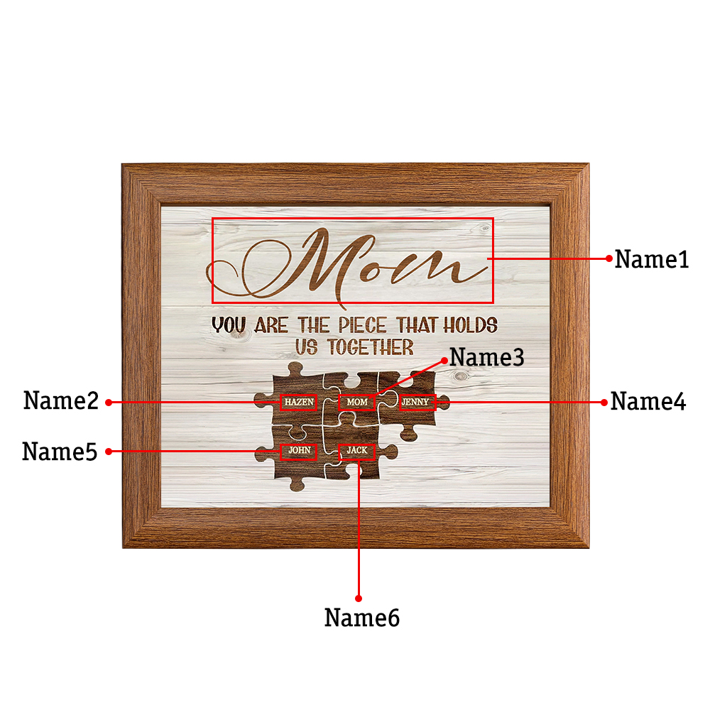 Personalised Puzzle Picture Frame With Light Custom 6 Names Home Decor - You are the piece that holds us together-Jessemade AU