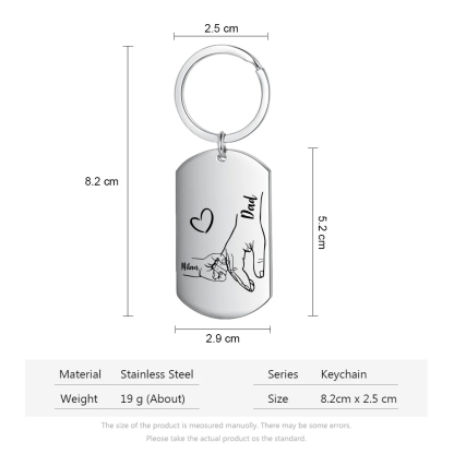 1 Name - Personalised Name Keychain Holding Hands Keychain Father's Day Gifts For Dad-Jessemade AU
