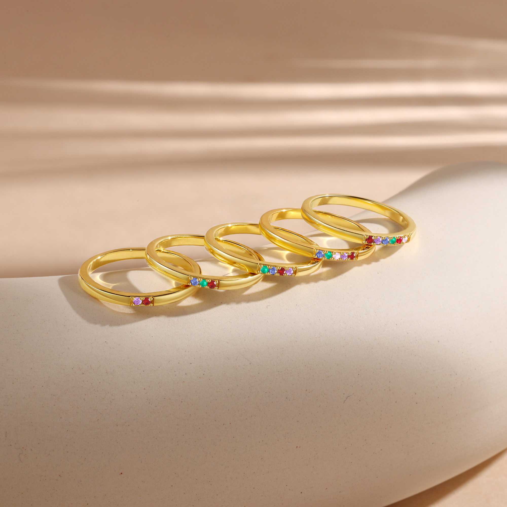 Personalised Women's Ring Custom 4 Birthstones Ring Birthday Gift for Her-Jessemade AU