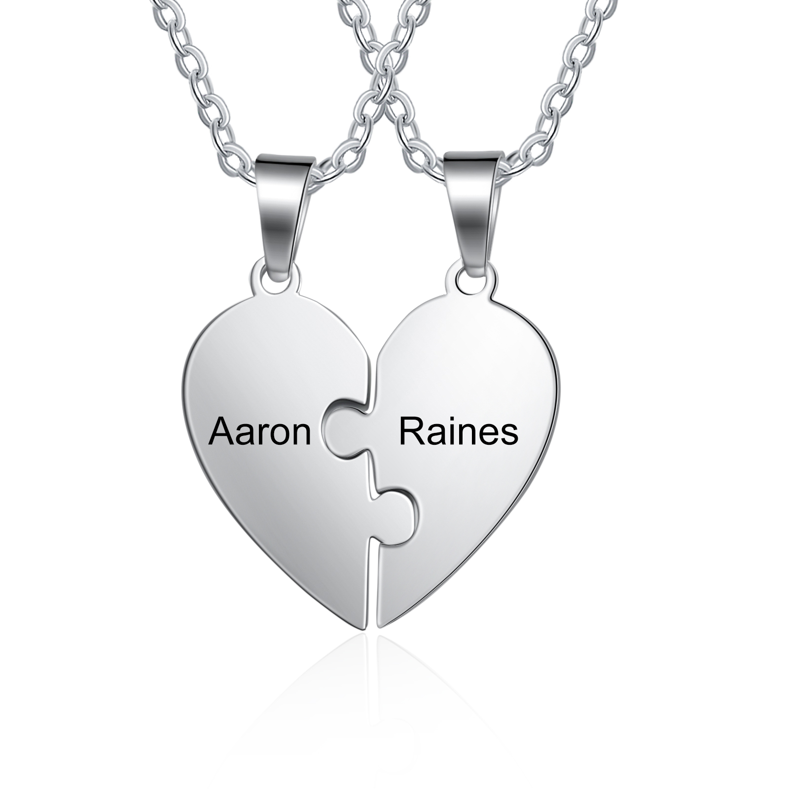 Personalised Heart Puzzle Necklace With 2 Names Gifts For Her-Jessemade AU