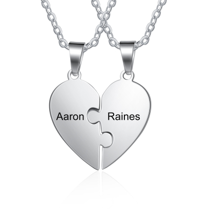 Personalised Heart Puzzle Necklace With 2 Names Gifts For Her-Jessemade AU