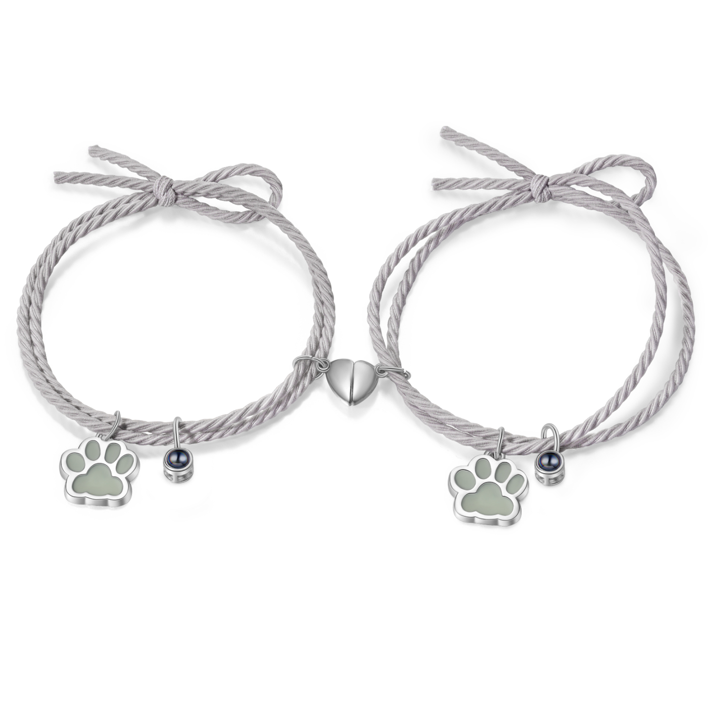 Personalised Photo Projection Bracelet Set Dog Paw Fluorescent Magnetic Bracelet Matching Gifts For Couples/Friends-Jessemade AU