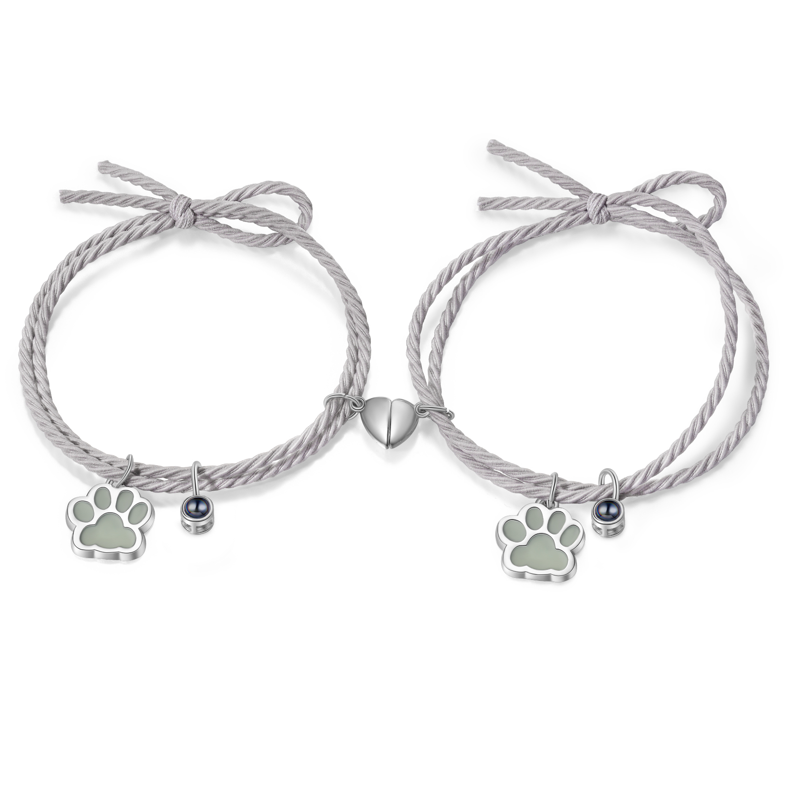 Personalised Photo Projection Bracelet Set Dog Paw Fluorescent Magnetic Bracelet Matching Gifts For Couples/Friends-Jessemade AU