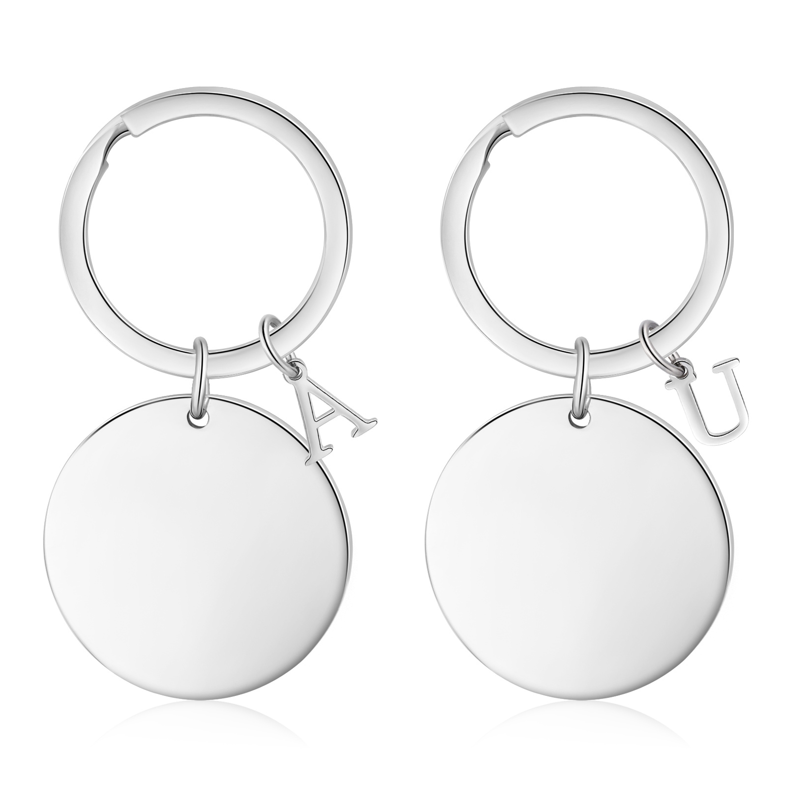 2 PCS Couple Keychains Custom 2 Letters and 2 Dates Keyring Valentine's Day Matching Couple Gift for Him/Her-Jessemade AU