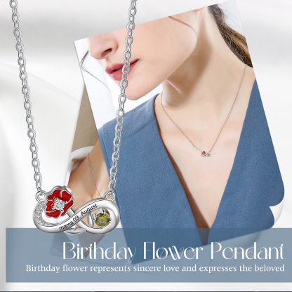 Personalised August Birthflower Necklace With Birthstone Gift For Women-Jessemade AU