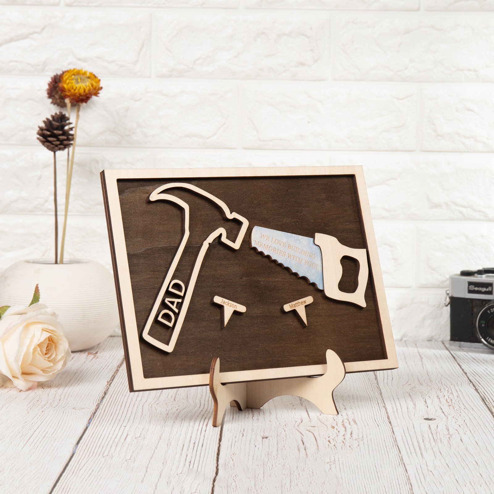 Dad Tool Set Wood Signs Custom 2 Names Father’s Day Handyman Construction Dad Sign-Jessemade AU