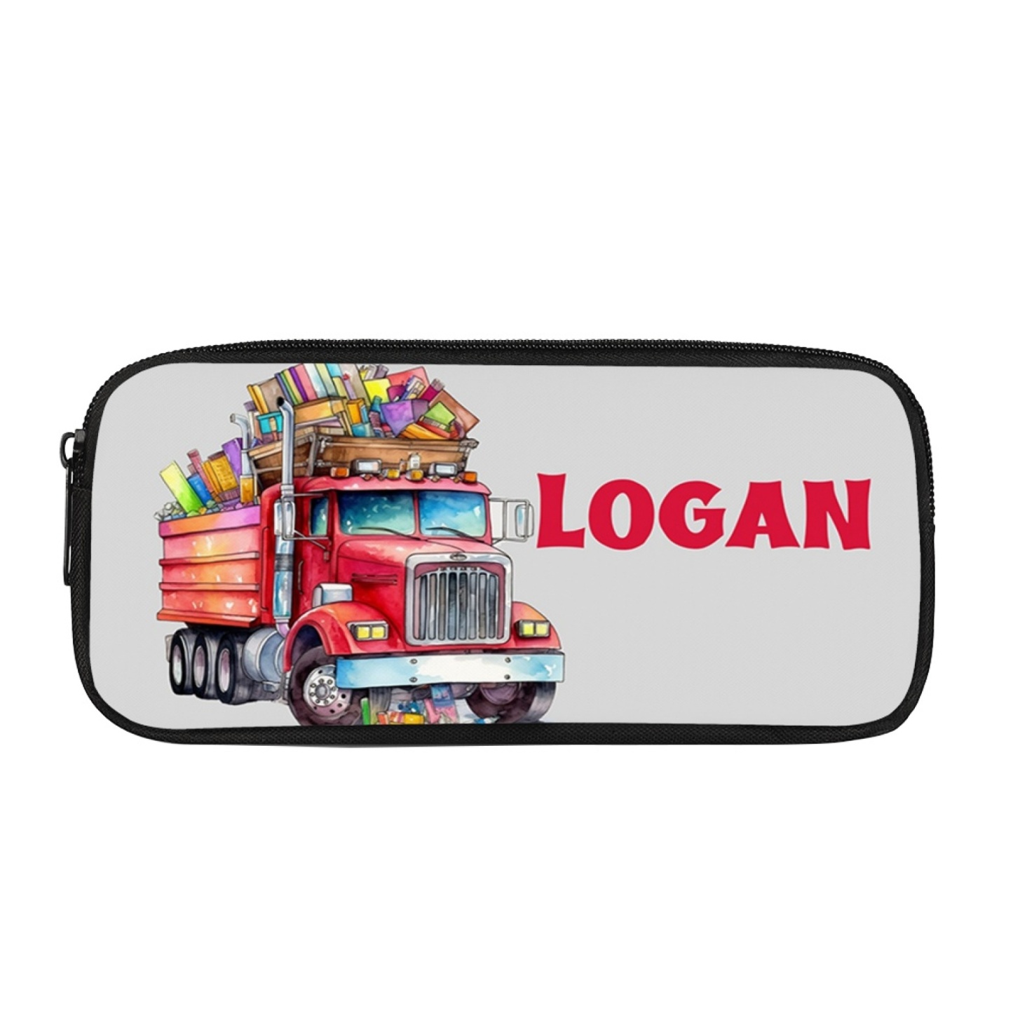 Personalised  Name Pencil Case Red Book Truck Pen Bag Zipper Back to School Gifts for Student-Jessemade AU