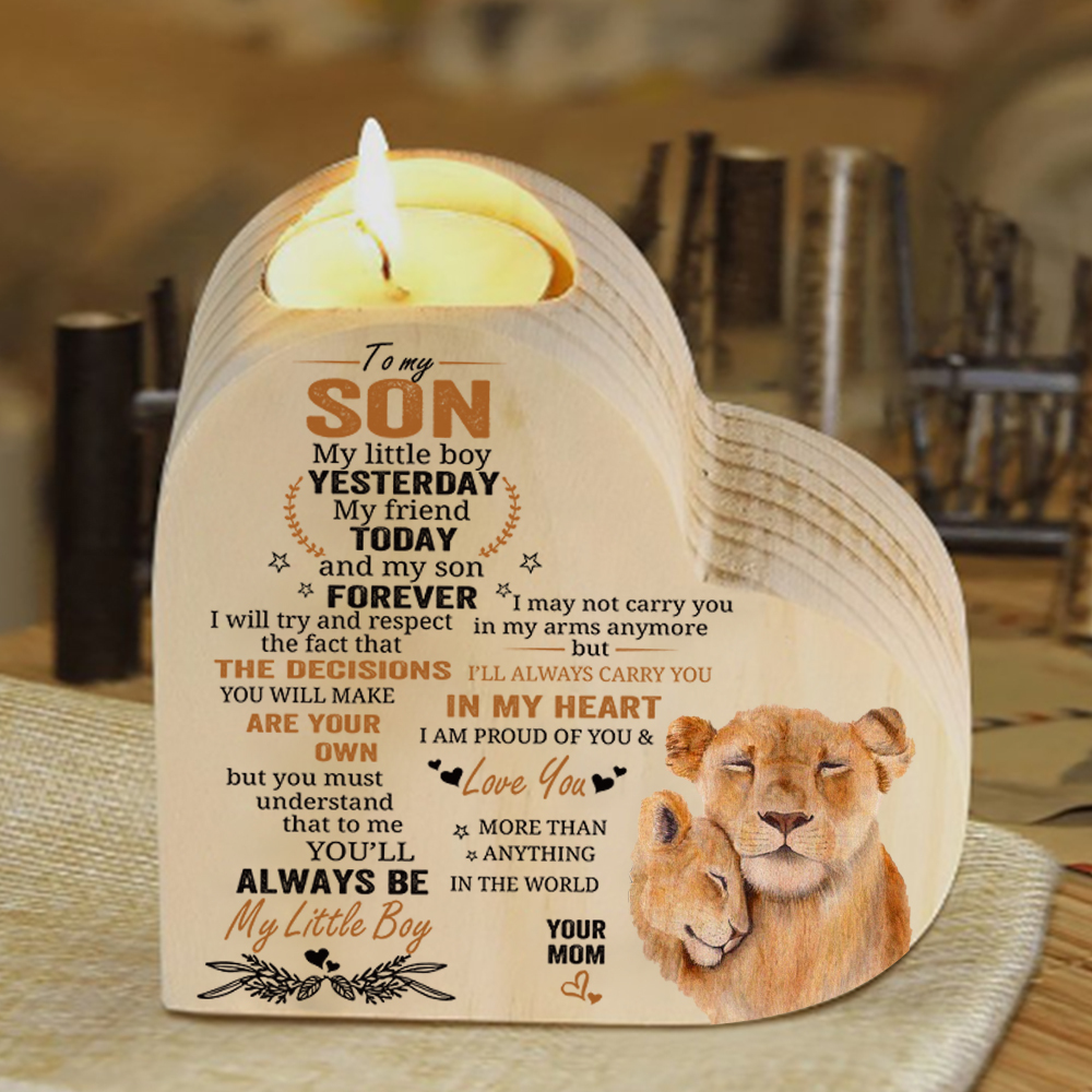 To My Son Wooden Heart Candle Holder "I am proud of you " Gifts For Son-Jessemade AU