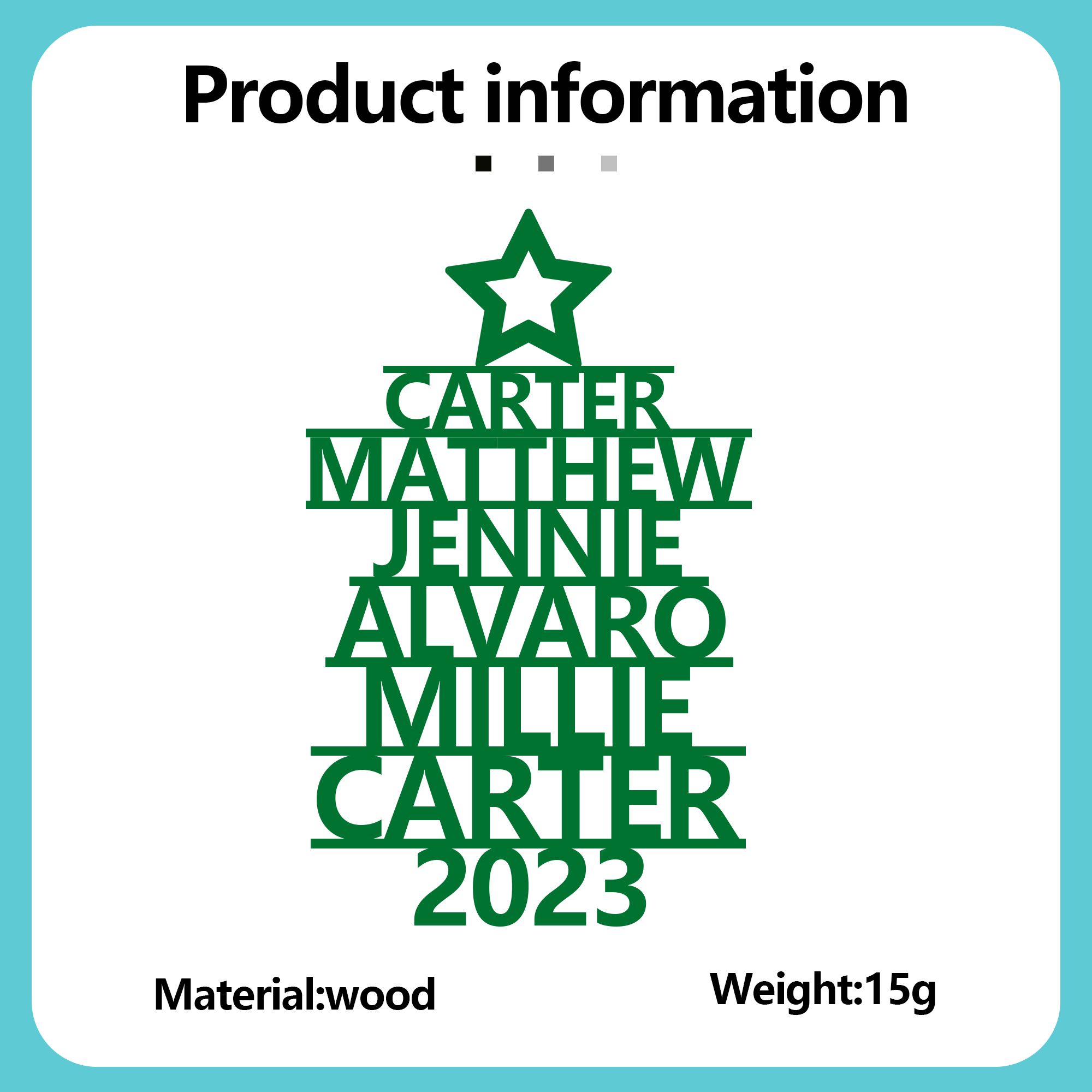 6 Names - Personalised Christmas Tree Ornaments Customised Name Xmas Wooden Decor Gifts for Family Friends-Jessemade AU