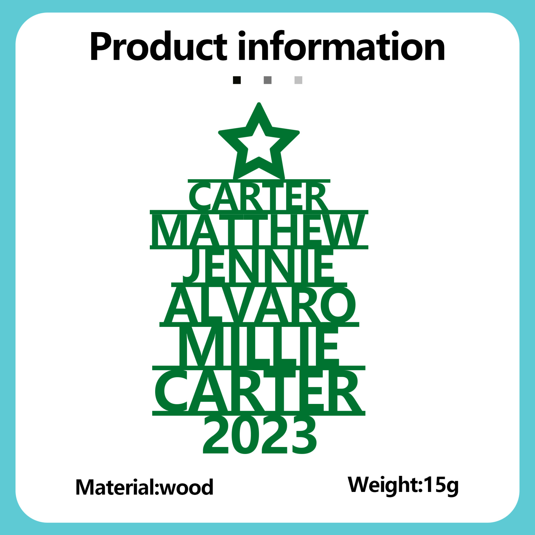 6 Names - Personalised Christmas Tree Ornaments Customised Name Xmas Wooden Decor Gifts for Family Friends-Jessemade AU