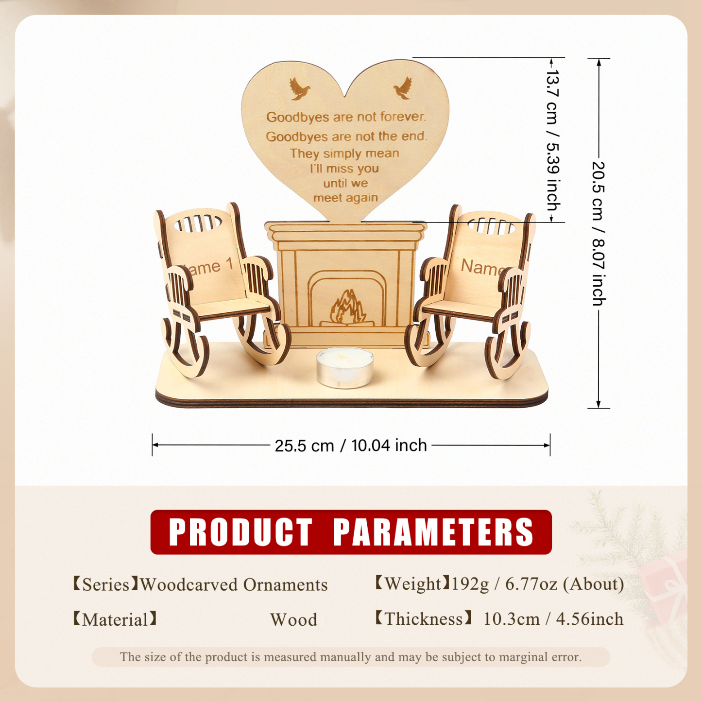 Christmas in Heaven Rocking Chair Ornament Custom 2 Names Memorial Gifts - Goodbyes Are Not Forever.-Jessemade AU