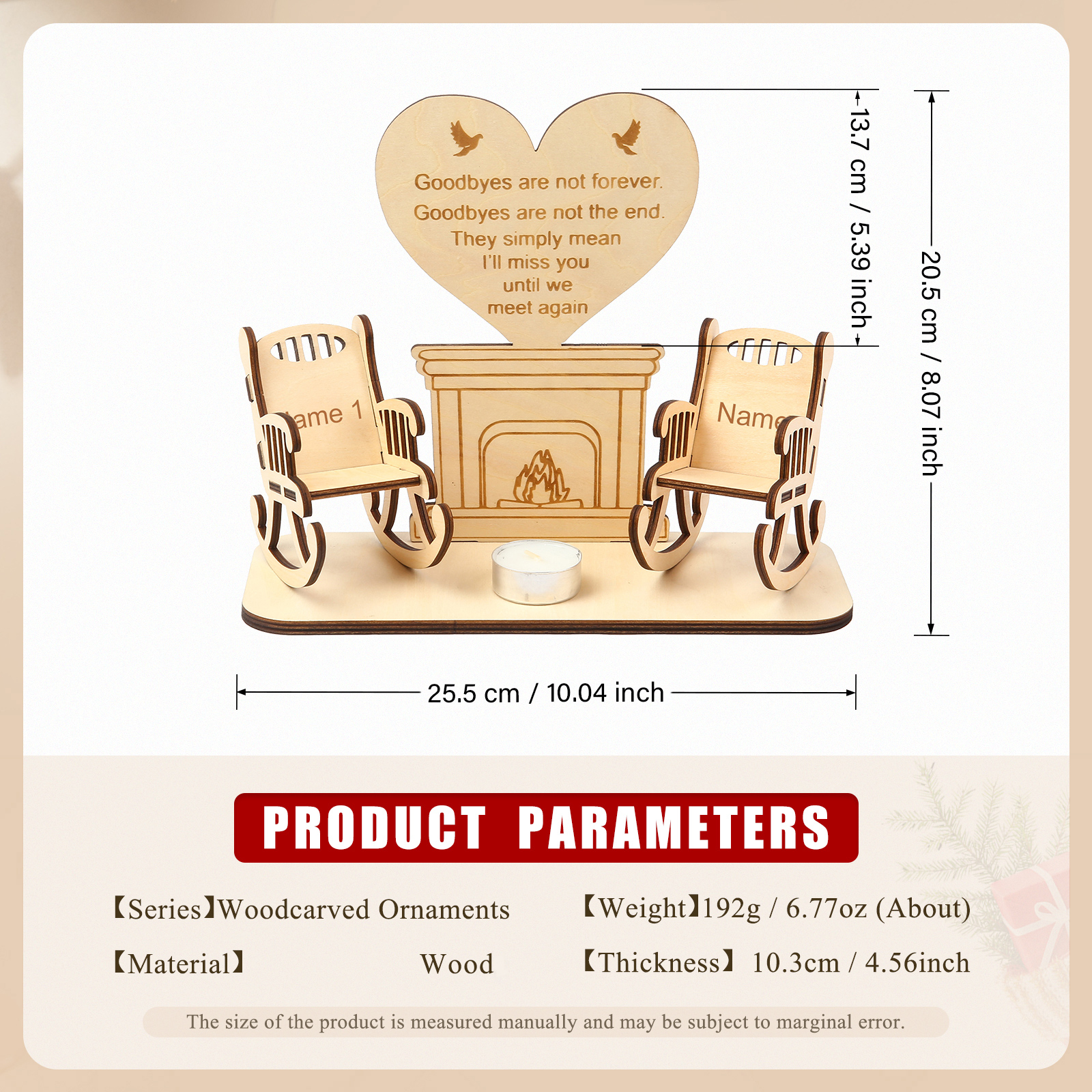 Christmas in Heaven Rocking Chair Ornament Custom 2 Names Memorial Gifts - Goodbyes Are Not Forever.-Jessemade AU