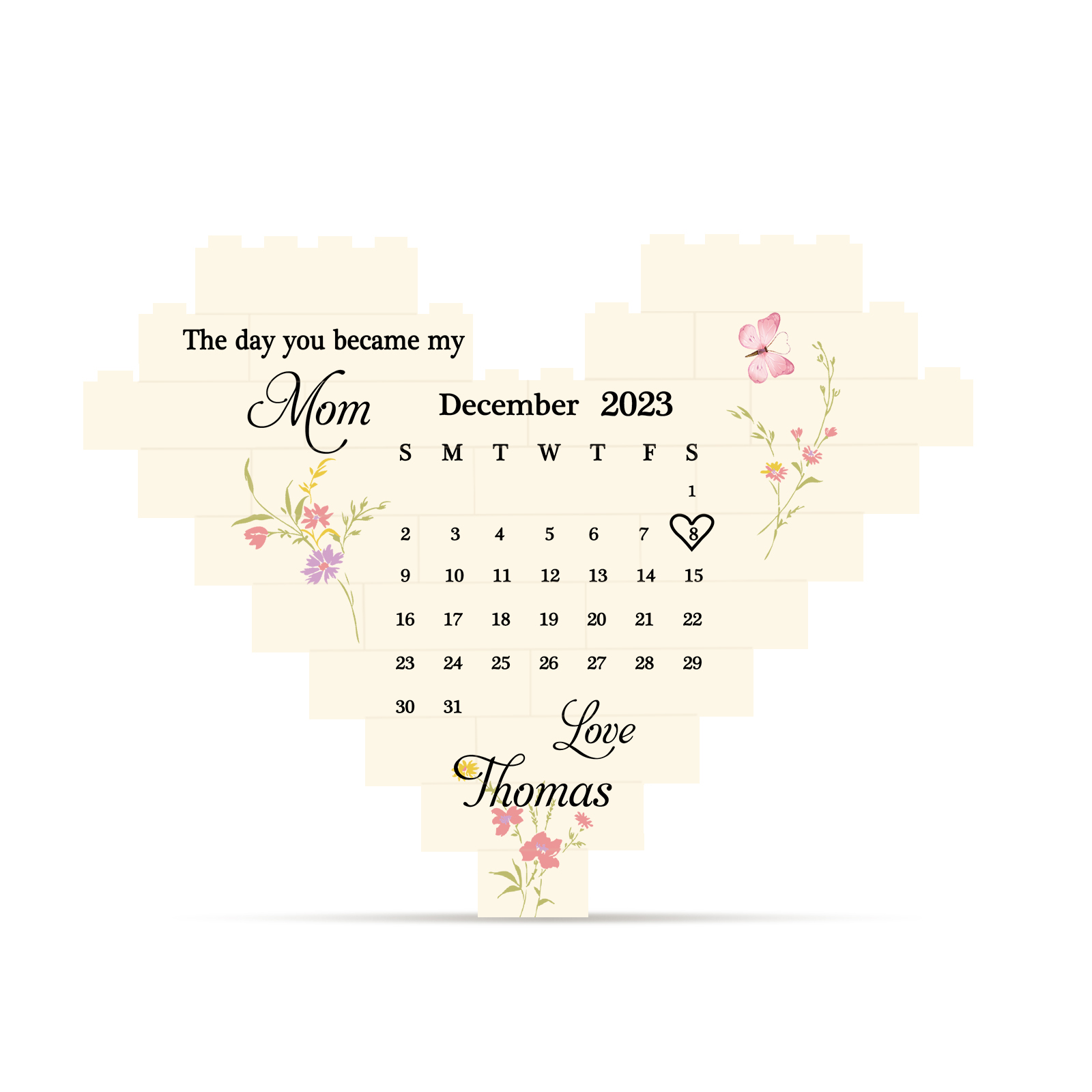 Mothers Gifts Personalised Heart Shape Building Blocks Puzzle Photo Brick Square Shape Puzzle DIY Gift - Single Layers-Jessemade AU