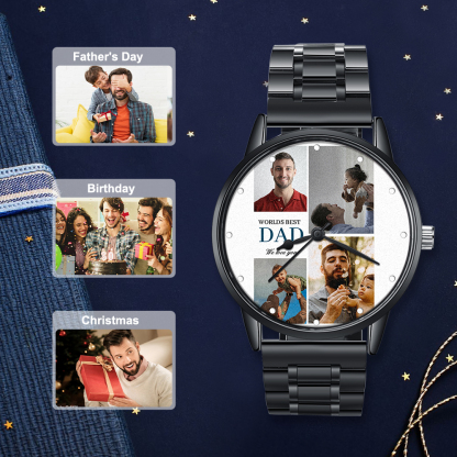 Personalised Photo Watch Custom 4 Photos Mechanical Watch Gifts for Him-Jessemade AU