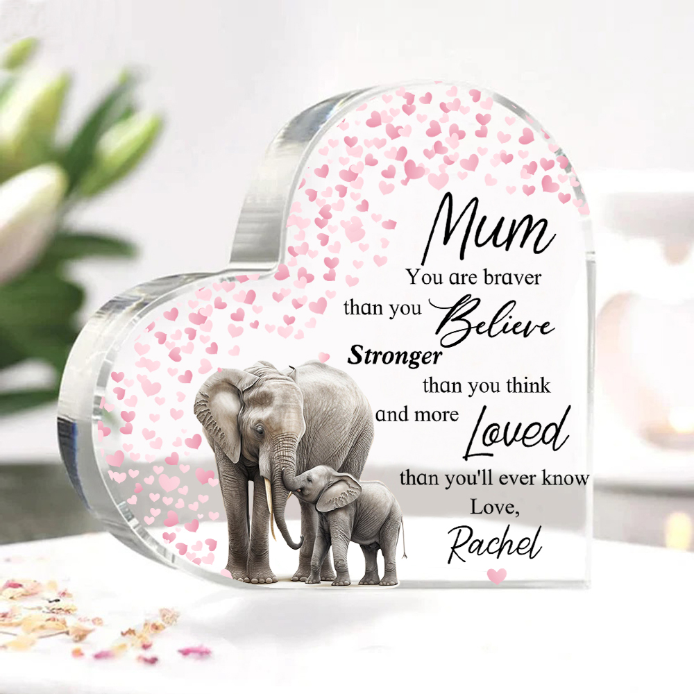 Personalised Acrylic Heart Keepsake Custom Name Ornaments Gifts for Mother - Mum, You Are Braver Than You Believe -Jessemade AU