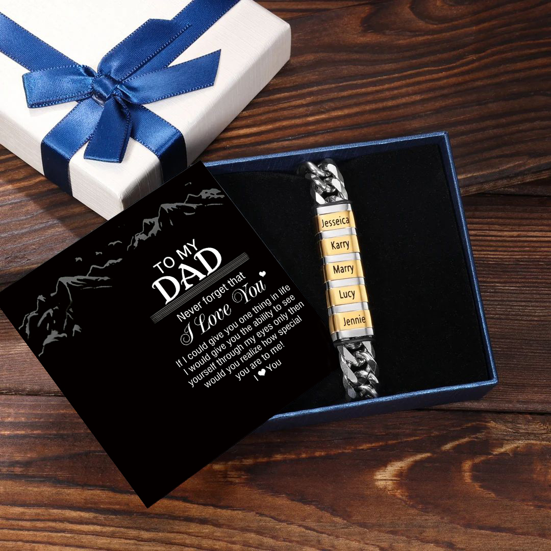 Personalised Cuban Chain Bracelet Customised Name Bracelet with 5 Beads-Jessemade AU