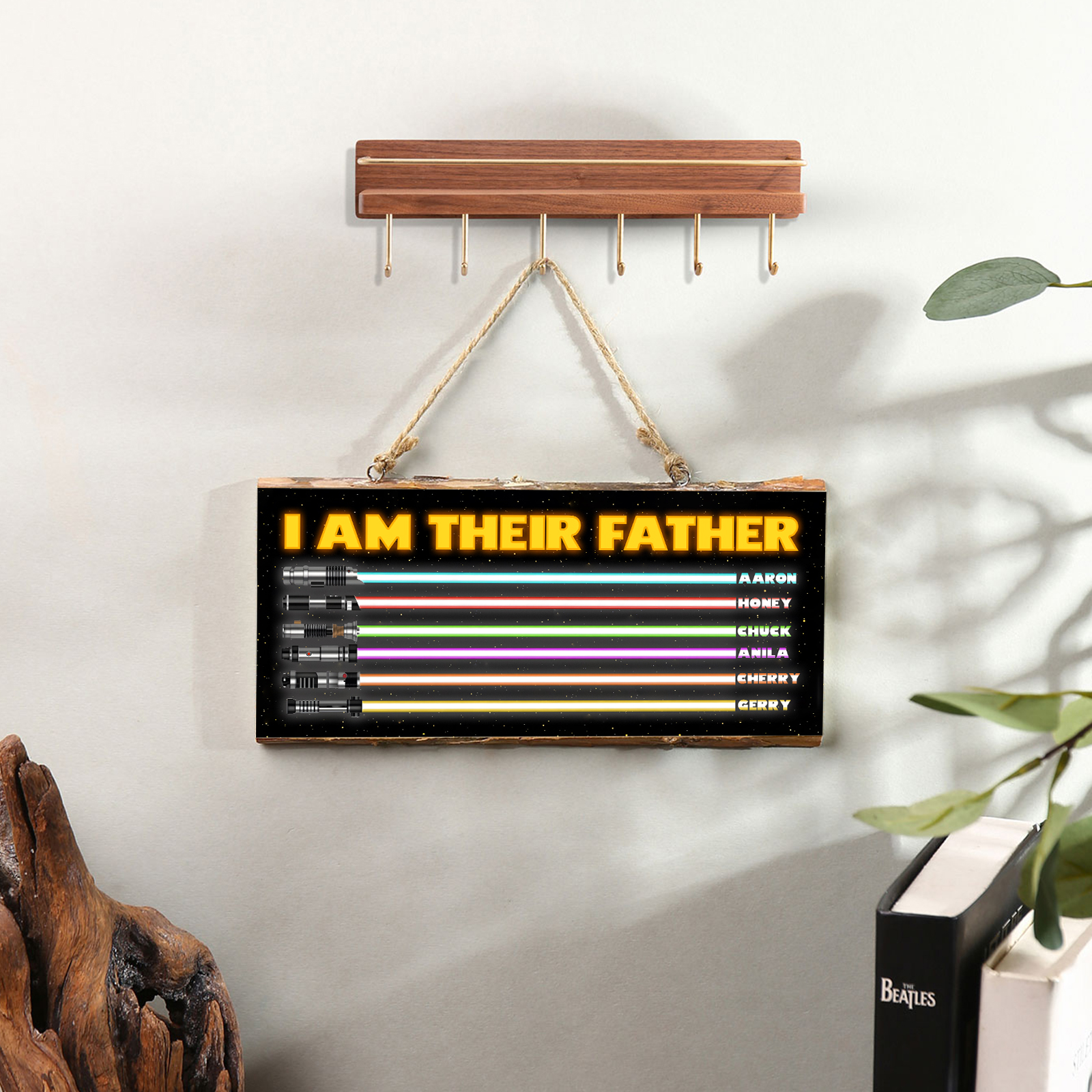 6 Names - Personalised Rectangle Hanging Ornament "I Am Their Father" Wooden Sign Home Decor Gifts for Dad-Jessemade AU