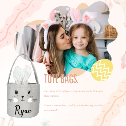 Personalised Bunny Tote Bag Custom Name Bucket Bag Bunny Basket Easter Gifts-Jessemade AU