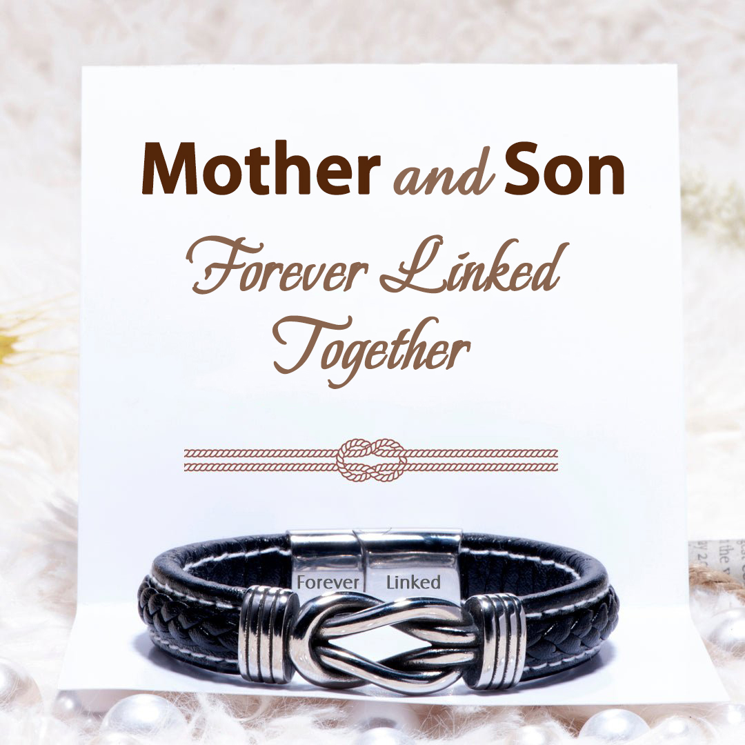 To My Son Leather Knot Bracelet "Forever Linked Together" Inspirational Gift for Son-Jessemade AU