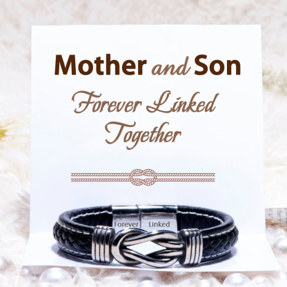To My Son Leather Knot Bracelet "Forever Linked Together" Inspirational Gift for Son-Jessemade AU