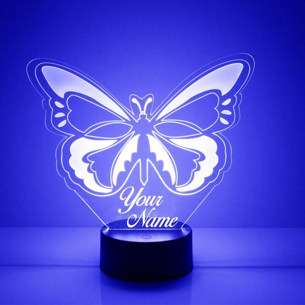 Personalised Butterfly Name Night Light Engraved Lamp-Jessemade AU