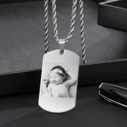Personalised Tag Necklace Custom Black-White Photo Necklace Gifts for Him-Jessemade AU