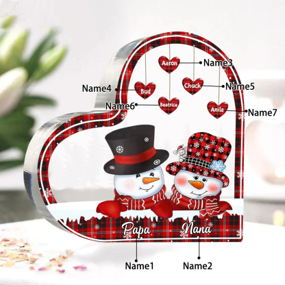 Acrylic Heart Keepsake Customised 7 Names Christmas Snowman Decor Personalised Gifts for Grandma Mum-Jessemade AU