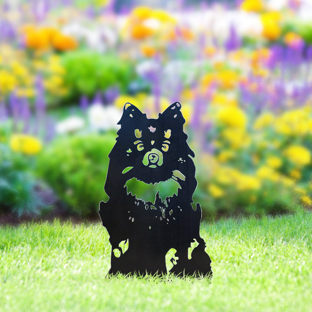 Pomeranian Metal Dog Silhouette Garden Yard Decoration-Jessemade AU