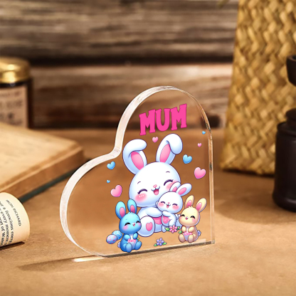 Personalised Text Acrylic Heart Keepsake Custom 3 Names Ornament Bunny Family Gifts For Mother/Grandma-Jessemade AU