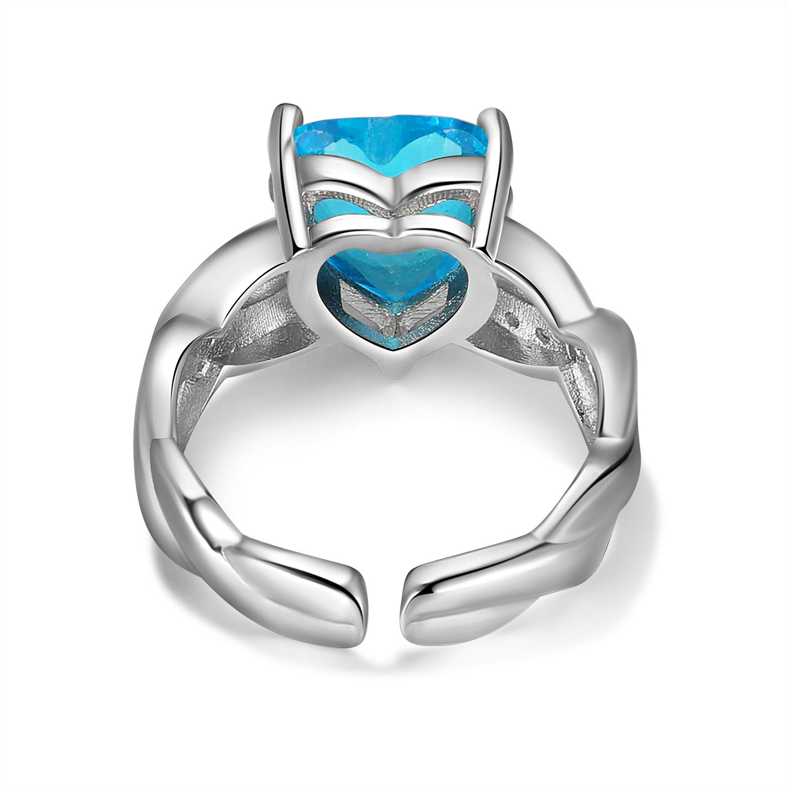 Personalised Heart Birthstone Ring Customised Name Open Ring Gift for Women Girls-Jessemade AU