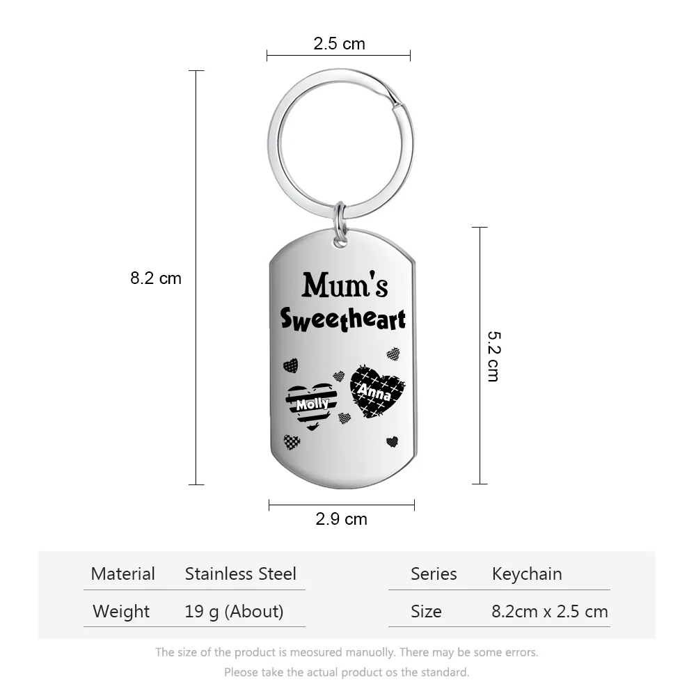 Personalised 2 Names Keychain Hearts Family Keychain Mother's Day Gift - Mum's Sweetheart-Jessemade AU