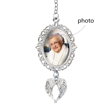 Personalised Graduation Tassel  Memorial Charm Custom 1 Photo Charm with Angel Wings