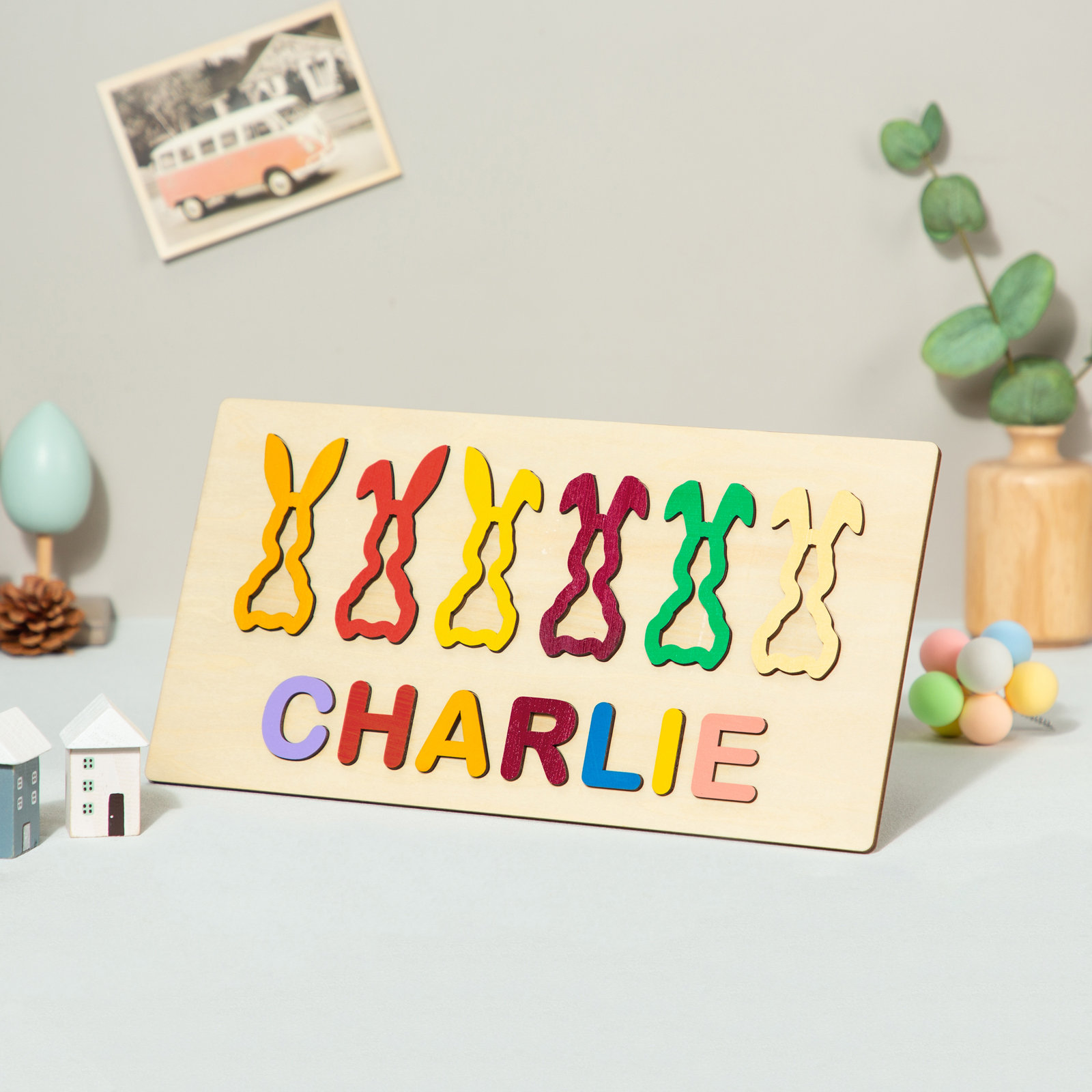 Jessemade Easter Bunny Name Puzzles Personalised Educational Toys for Toddlers Children Gifts-Jessemade AU