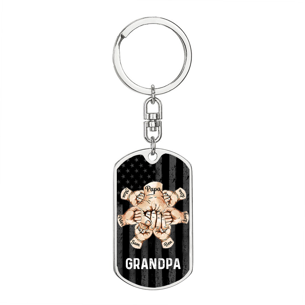 Custom Fist Bump Keychain Engrave 7 Names Family Gifts For Father/Grandpa-Jessemade AU