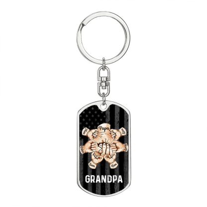 Custom Fist Bump Keychain Engrave 7 Names Family Gifts For Father/Grandpa-Jessemade AU