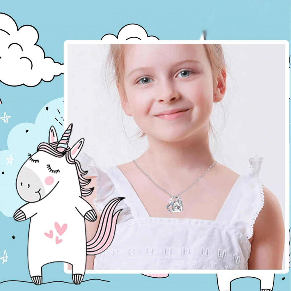 To My Granddaughter Heart Unicorn Necklace "I Love You Forever"-Jessemade AU