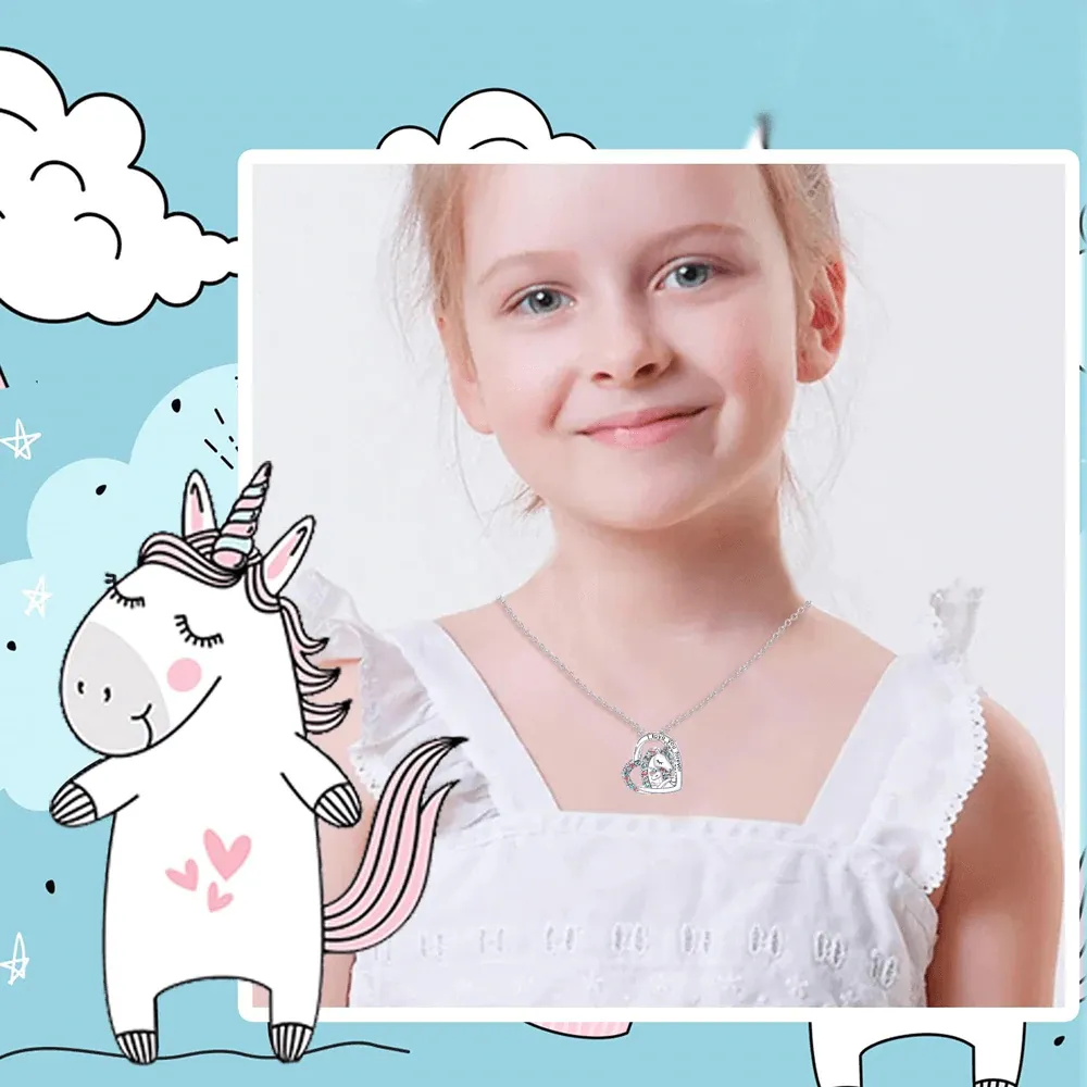 To My Granddaughter Heart Unicorn Necklace "I Love You Forever"-Jessemade AU
