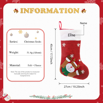 Personalised Christmas Stocking Ornaments Custom 1 Name Christmas Socks Gifts for Family Friends-Jessemade AU