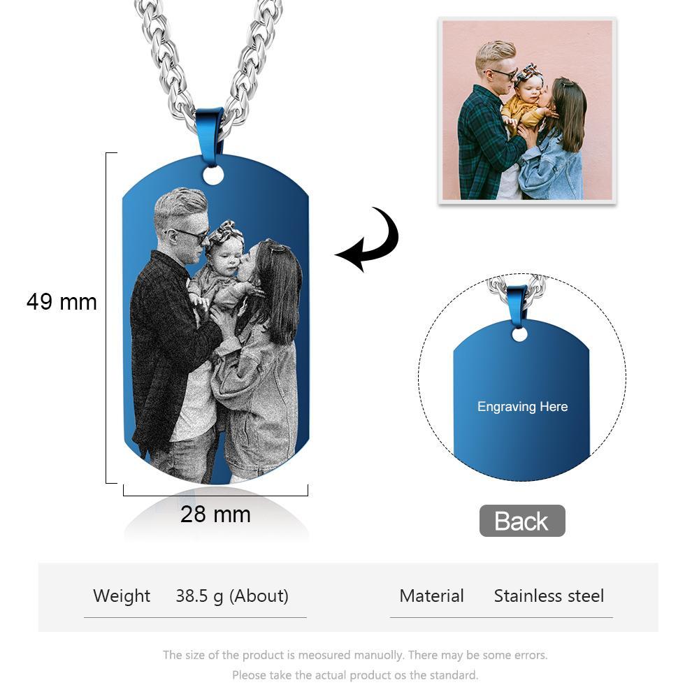 Personalised Photo Tag Necklace Custom Photo Cuban Chain Necklace Gifts For Father-Jessemade AU