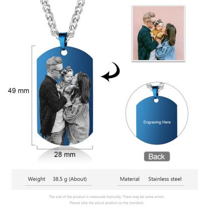 Personalised Photo Tag Necklace Custom Photo Cuban Chain Necklace Gifts For Father-Jessemade AU