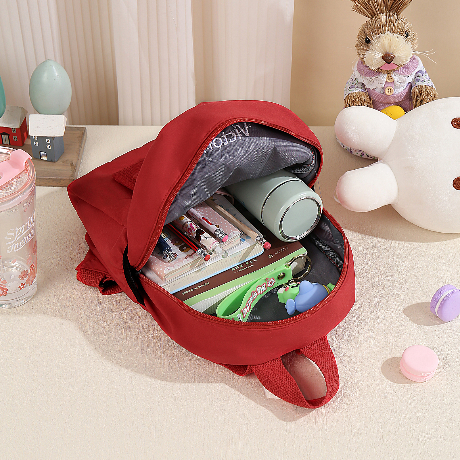 Personalised Bear School Bag Custom Name Canvas Backpack Back To School Gift for Kids-Jessemade AU