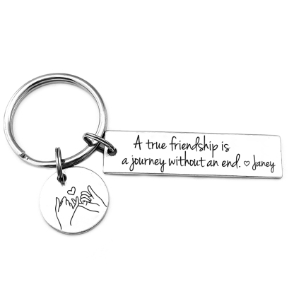 Custom Name Sister Keychain Pinky Swear Keyring "A True Friendship Is A Journey Without An End" Gift For Friend/Bestie-Jessemade AU