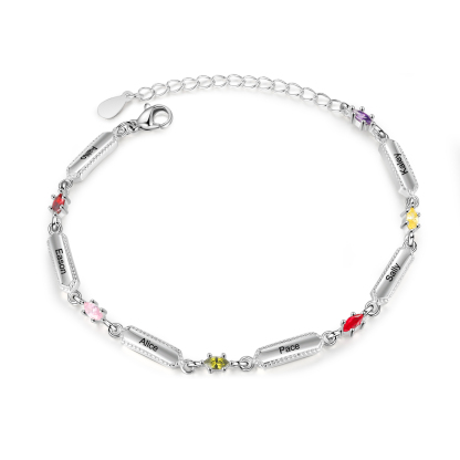 Custom Birthstone Bracelet with 6 Names Personalised Family Bracelet-Jessemade AU
