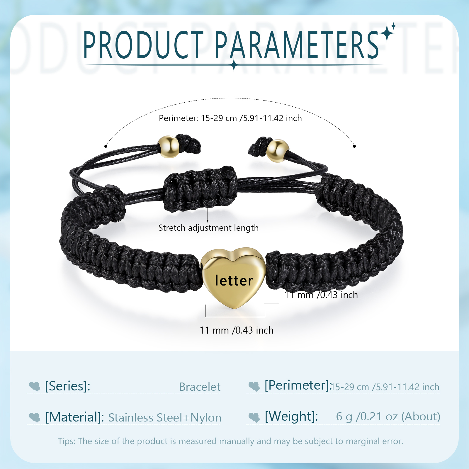 Black Braided Bracelet Customised Letter Bracelet Stainless Steel Adjustable Bracelet Personalised Gift for Her/him-Jessemade AU