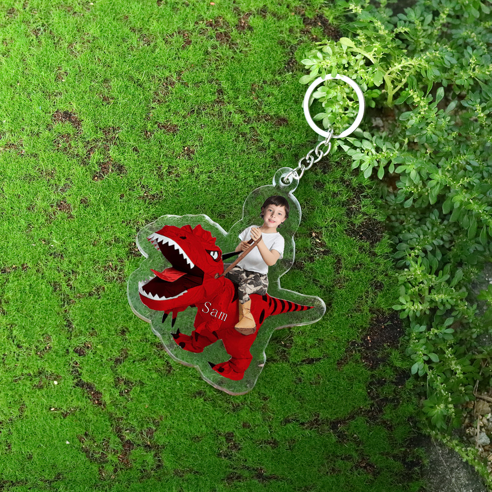 1 Name - Personalised Acrylic Dinosaur Keychain Customised Name & Photo Keychain Gift for Kids-Jessemade AU