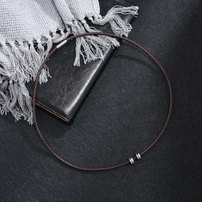 Leather Braided Bracelet Men Bracelets Personalised 3 Names 3 Beads Gift For Dad-Jessemade AU