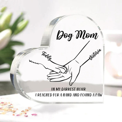 Personalised Acrylic Heart Keepsake Custom 2 Names & Text Dog/Cat Paw Ornaments Gifts for Mother/Father/Pet Lovers-Jessemade AU