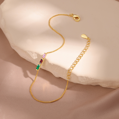 Custom 3 Birthstones Bracelet Gold Adjustable Bracelet Personalised Birthday Gift for Her-Jessemade AU