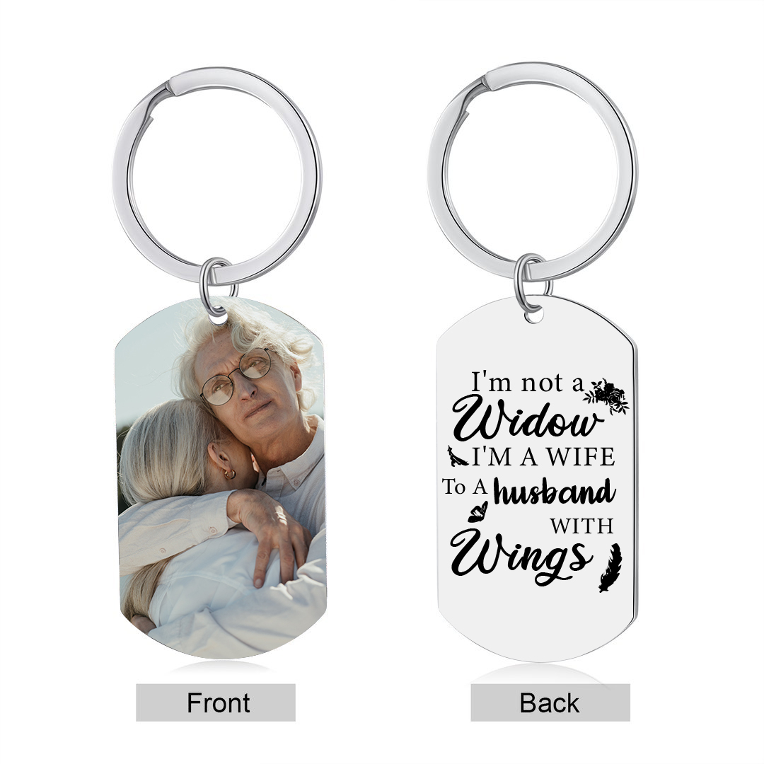 Personalised Photo Keychain Memorial Gift "I'm A Wife To A Husband With Wings"-Jessemade AU