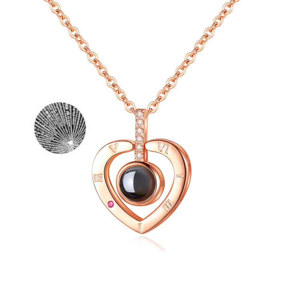 Personalised 100 Languages Projection Necklace Engraved  " I LOVE YOU" Heart Necklace Gifts For Her-Jessemade AU